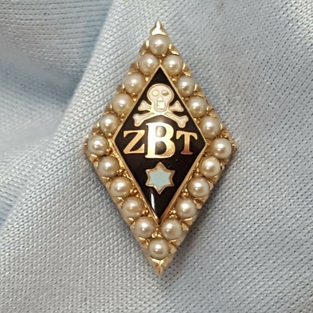 Vintage Unique 10k Karat Solid Yellow 1956 Zbt Zeta Beta Tau Fraternity Brooch